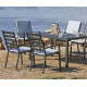 Set Table TURILLA 150 + 6 chaises TURILLA 3 Anthracite avec coussins complet gris clair