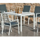 Set Table TURILLA 150 + 6 chaises TURILLA 3 Blanc avec coussins complet Gris foncé