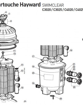Kit de filtration ( 2 pattes + 2 vis) pour filtre à cartouche SWIMCLEAR C3020 C3025 C4020 C4025 C5020 C5025 - Num19