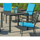 Set Table TURILLA 90 + 4 chaises TURILLA 3 Anthracite avec coussins complet Turquoise