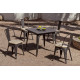 Salon de jardin industriel CUBANA table carrée 80 + 4 chaises