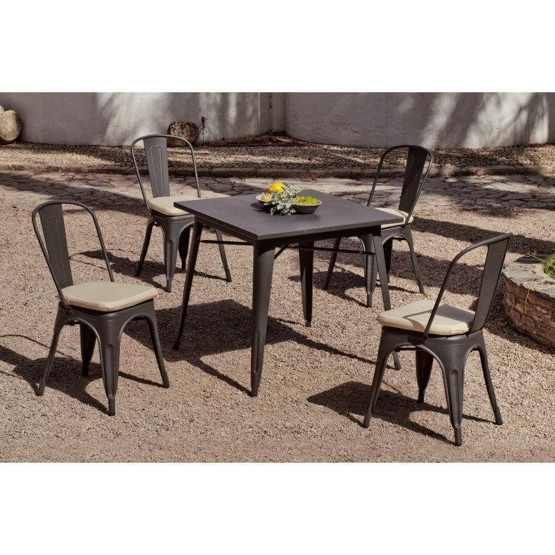 achat vente Salon de jardin industriel CUBANA table carrée + 4 ... achat vente Salon de jardin industriel CUBANA table carrée + 4 ...