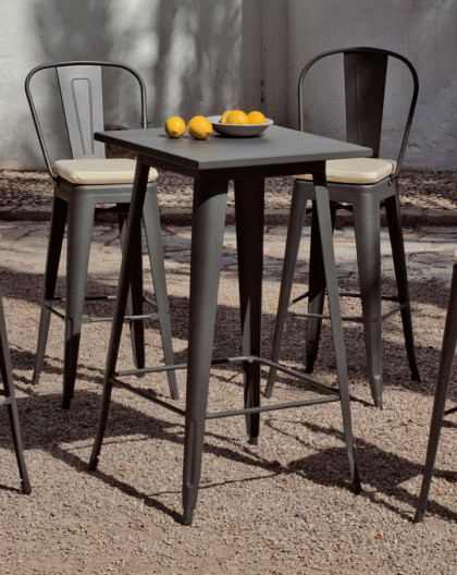 Salon de jardin industriel CUBANA table + 4 chaises hautes