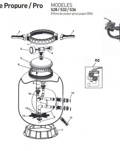 Ensemble Coudé raccordement diffuseur pour filtre S28 S32 S36 jusque 2006 - Num9