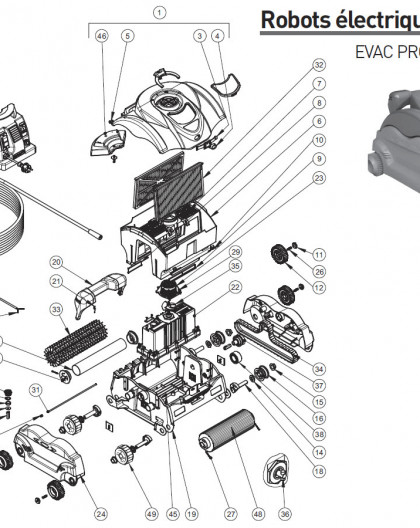 Ensemble palier moteur pour robot EVAC PRO et SHARKVAC XL - Num37