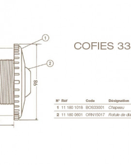 Rotule Ø 22 mm Refoulement COFIES 3304 - 3310 - 3312 et 3315