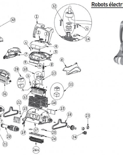 Flotteur + logement gauche pour robot ZENIT 20 - Num28