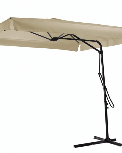 Parasol Modulo Noir toile Ecru carré de 2.20m H2.45cm