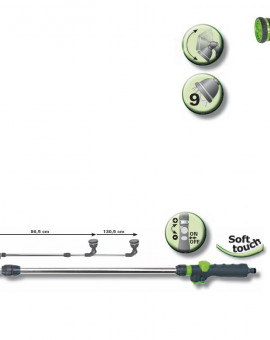 Fusil arrosage télescopique 135cm 7 fonctions tri-matières