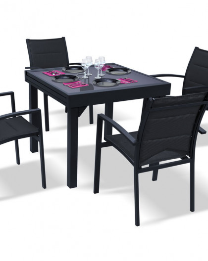 Table Modulo noire 90-180cm 4 à 8 places
