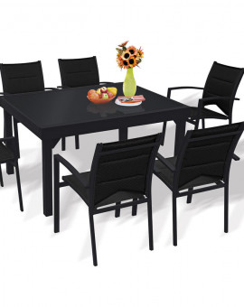 Table Modulo noire 135-270cm 6 à 10 places
