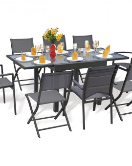 Ensemble Modulo 8 Table + 4 fauteuils + 4 chaises Gris 