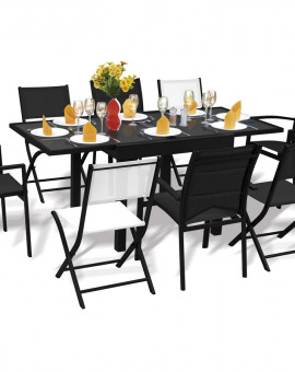 Ensemble Modulo 8 Table + 4 fauteuils Noir + 4 chaises Noir