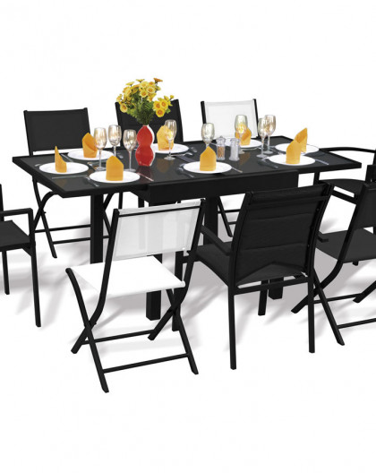 Ensemble Modulo 8 Table + 4 fauteuils Noir + 4 chaises Noir