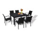 Ensemble Modulo 6 Table + 6 fauteuils Noir