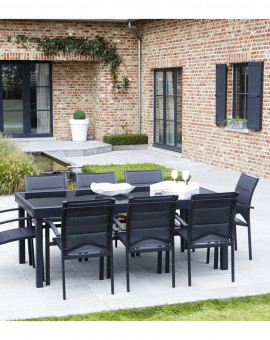 Salon de jardin Modulo 8-12 Noir 8 pers.