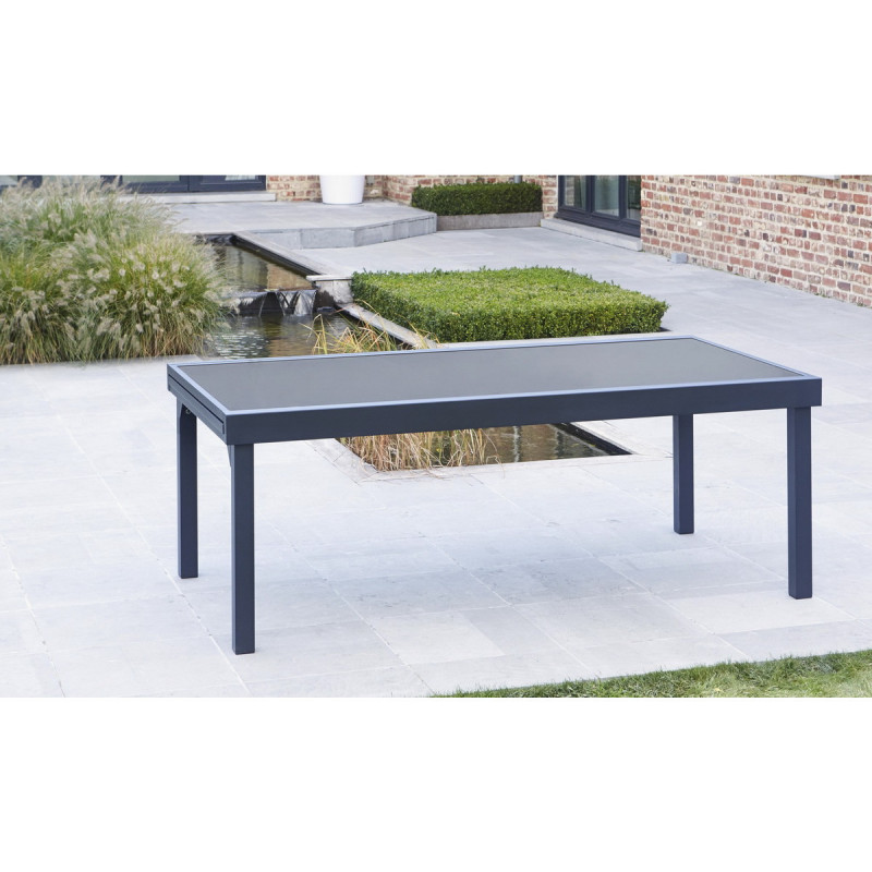 Table de jardin Modulo Noire 8-12 pers. 72x100x200/extensible 320cm, WILSA