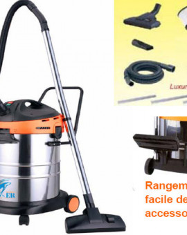 Aspirateur Eau et Poussières 30L Inox 1400W avec Prise Intégrée STEINER