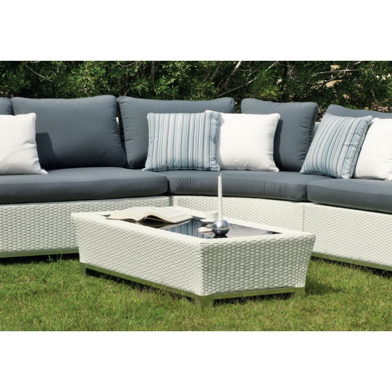 Grand Salon De Jardin 6 A 8 Places Resine Blanche Resine Tressee Hevea Mobilier De Jardin