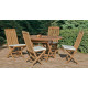 Salon de jardin Bois TECK Table 140cm + 4 chaises