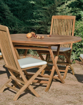 Salon de jardin Bois TECK Table 140cm + 4 chaises