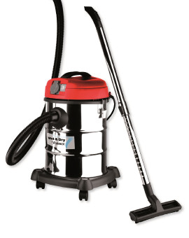 Aspirateur eau-poussière 1200w-30L inox + prise machine