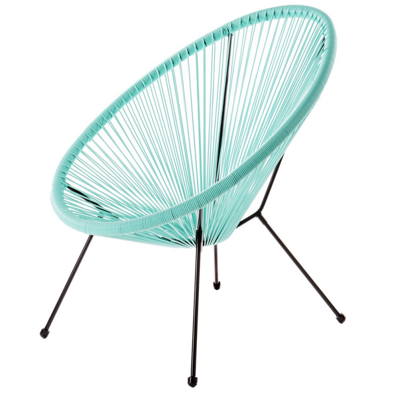 Fauteuil acapulco métal et rotin blanc Shira