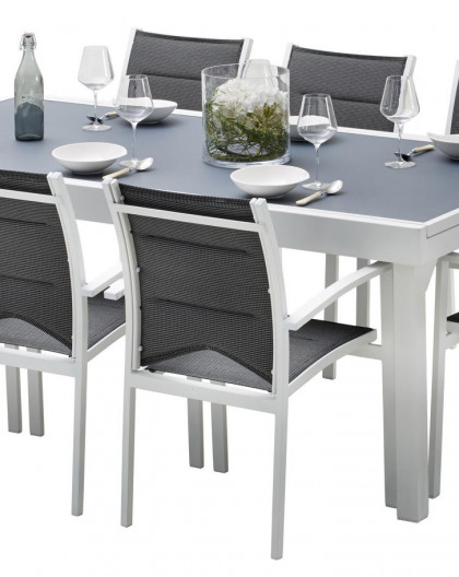 Ensemble table et chaises-fauteuils Modulo 8 place(s) Blanc - Gris Perle