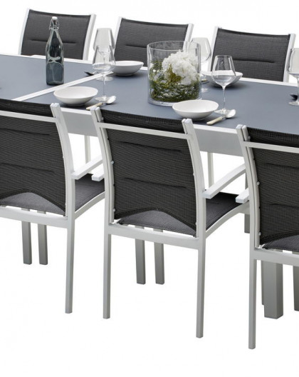 Ensemble table et chaises-fauteuils Modulo 8 à 12 place(s) Blanc - Gris Perle