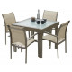 Ensemble table et chaises-fauteuils Modulo 4 place(s) Taupe