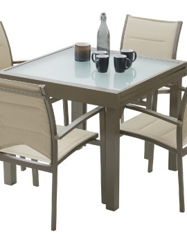 Ensemble table et chaises-fauteuils Modulo 4 place(s) Taupe