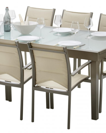 Ensemble table et chaises-fauteuils Modulo 8 place(s) Taupe