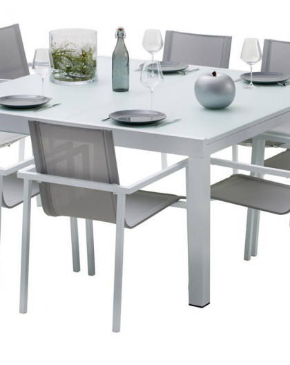 Ensemble table et chaises-fauteuils White Star 8 place(s) Blanc Gris