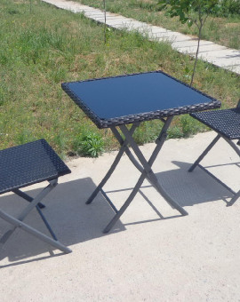 Ensemble table et chaises-fauteuils Kiosque 2 places Noir