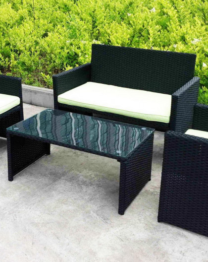 Salon de jardin Sofa 4 place(s) Noir Gris