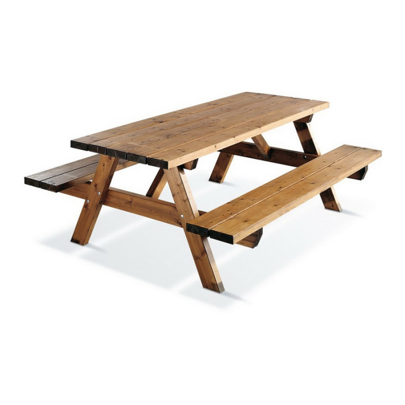 Table pique nique bois extérieur collectivité robuste