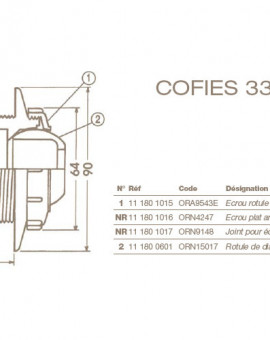 Ecrou Rotule Chapeau Refoulement COFIES 3310