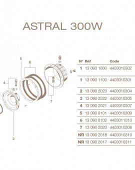 Collerette de Projecteur Chromée ASTRAL Standard 300W, avec Bride et Vis, 4403010301