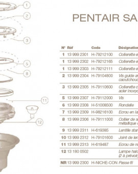 Vis Guide avec Rondelle Caoutchouc Imperdable pour Projecteur PENTAIR SAM