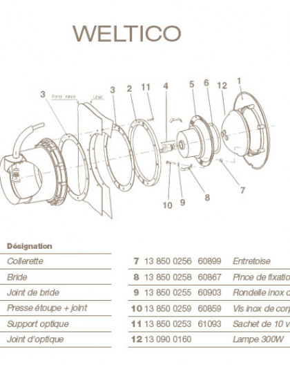 Lampe 300W pour Projecteur WELTICO