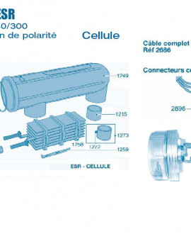 Electrolyseur Promatic ESR sans inversion polarité 160-200 et 240-300 - Cellule - Num 1103 - Vis écrou de détection gaz