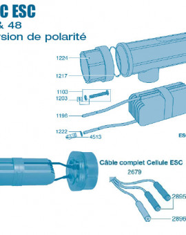 Electrolyseur Promatic ESC inversion de polarité 16 - 24 - 36 - 48 - Cellule - Num 1103 - Vis écrou de détection gaz
