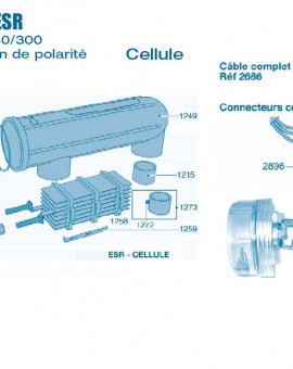 Electrolyseur Promatic ESR sans inversion polarité 160-200 et 240-300 - Cellule - Num 1258 - Collier plastique de plaque