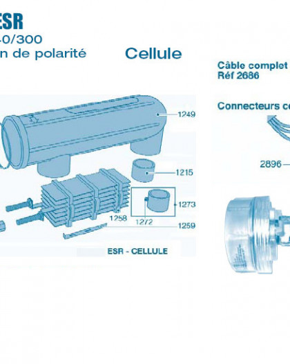 Electrolyseur Promatic ESR sans inversion polarité 160-200 et 240-300 - Cellule - Num 2884 - Connecteur cellule