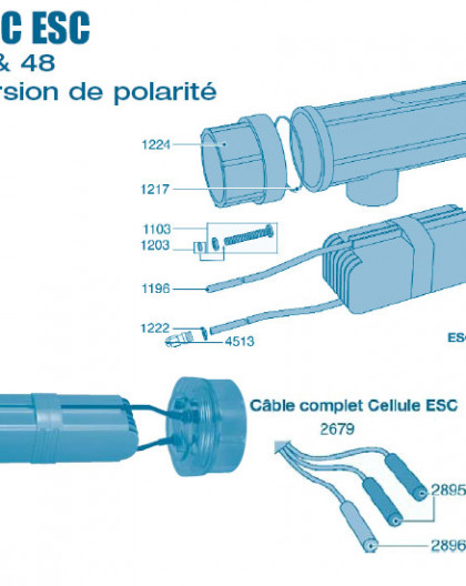 Electrolyseur Promatic ESC inversion de polarité 16 - 24 - 36 - 48 - Cellule - Num 1272 - Ecrou de prise de terre + joint