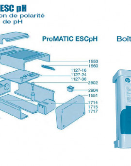 Electrolyseur Promatic ESC pH - Boitier - Num 1502 - Plaque couverture composants