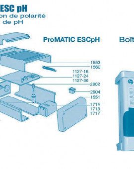 Electrolyseur Promatic ESC pH - Boitier - Num 1554 - Panneau couv connect