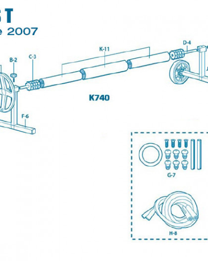 Pour Enrouleur Modèle T à partir 2007 - Num D-4 - Embout daxe long