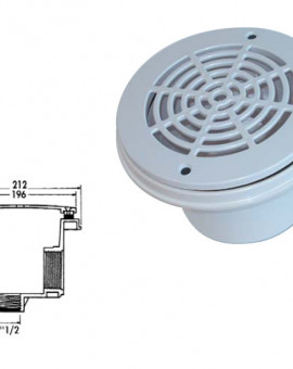 Bonde de Fond Cofies, 1.5 pouce Béton, Orifice latéral 2 pouces à visser