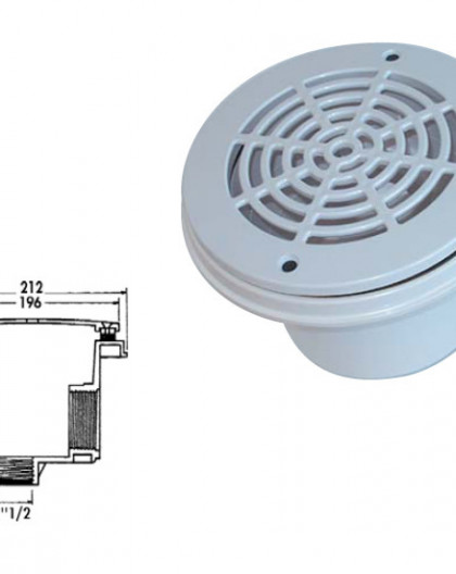 Bonde de Fond Cofies, 1.5 pouce Béton, Orifice latéral 2 pouces à visser